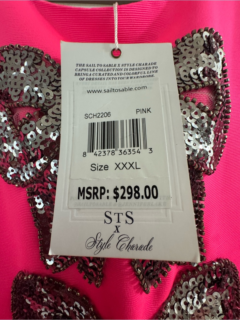 Tuckernuck & Sail to Sable Hot Pink Embellished Bow Shift Dress - Picture 6 of 7